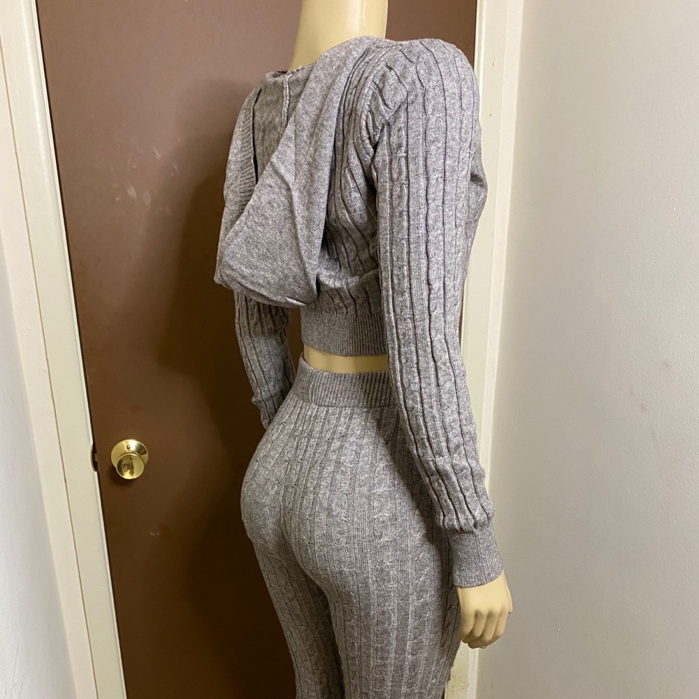 Two Piece Hooded Knit Set